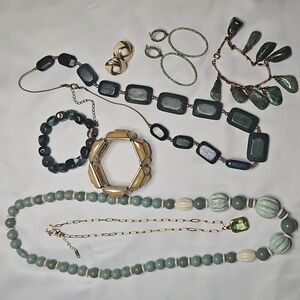 Vintage Green and Gold Jewelry Bundle